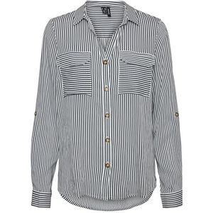 Vero Moda Vmbumpy L/S Shirt New Noos Blouse voor dames, wit (Snow White Stripes: India Ink)