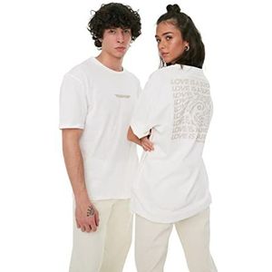 Trendyol T-shirt Homme Unisexe Regular Fit Basic Col rond en Tissu Chemise, Blanc, S