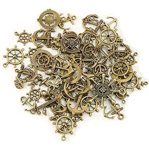 HERZWILD Ankerhanger vintage stuurwiel kompas bedels steampunk voor het maken van sieraden accessoires halsketting antieke charme, Metaal