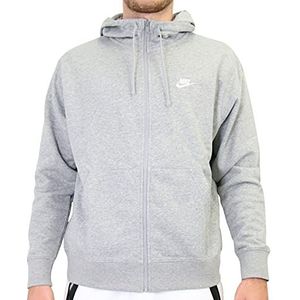 Nike Men's Hooded Full Zip Ls Top M Nsw Club Hoodie Fz Ft, Dk Grey Heather/Matte Silver/White, BV2648-063, XS