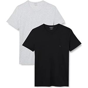 Emporio Armani voor heren, set van 2 Lounge T-shirts van puur katoen, meerkleurig, wit, S, Wit