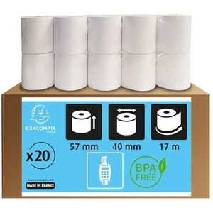 Exacompta 20 kwittrollen met EC-kaart, 57 x 40 mm, 55 g/m², BPA-vrij