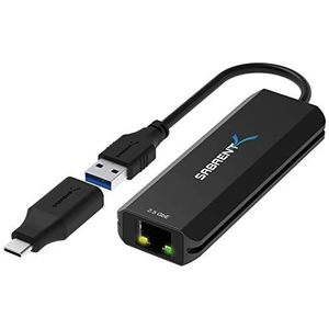 Sabrent USB C Ethernet-adapter, hoge snelheid 2,5 Gbit/s, USB A+ C naar RJ45 internetadapter, USB-LAN-adapter, achterwaarts compatibel met [10/100/1000 Mbps] (NT-S25G)