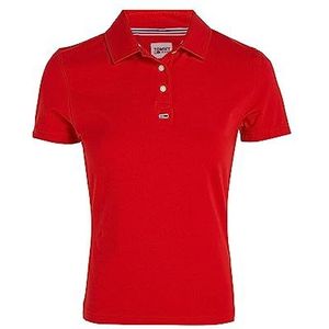 Tommy Jeans Polo Tjw Bby Essential Ss Poloshirt S/S dames, Deep Crimson