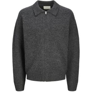 JACK & JONES Jprcccfox Gebreid vest met ritssluiting voor heren, donkergrijs gemêleerd