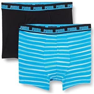 PUMA Spacedye Boxershorts voor heren, gestreept, verpakking van 2 stuks, Blauwe Combo