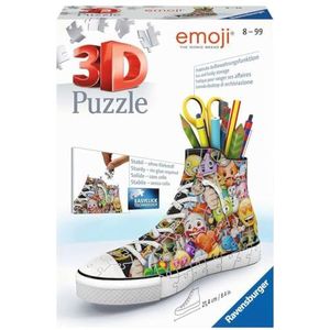 Ravensburger - Puzzel 3D Sneaker - Emoji - Pennenbak - Vanaf 8 jaar - 108 genummerde onderdelen om te monteren zonder lijm - Inclusief accessoires - 11218