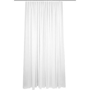 HOME WOHNIDEEN 41100 Crosta Store prêt à l'emploi en lin uni transparent avec bande plissée Blanc Dimensions : 245 x 375 cm