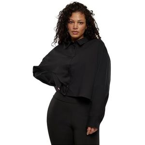 Urban Classics Oversized korte blouse voor dames, damesblouse, zwart.