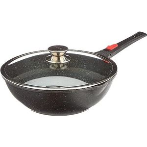 KAMBERG - Wok van 28 cm - Afneembaar handvat - Gegoten aluminium -Glazen deksel - Alle fornuizen inclusief inductie