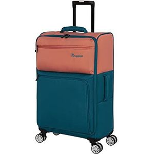 it luggage Duo-Tone koffer met wieltjes, zacht, geruit, 68,6 cm, 68,6 cm, 68,6 cm, 8 wielen, perzik / blauwgroen, 27"", It Luggage Koffer met 8 wielen, 68,6 cm, duo-tone