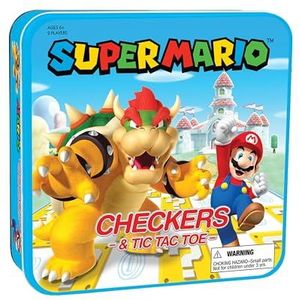USAopoly - Super Mario Checkers & Bowser Tic-Tac-Toe spel - Klassieke Spelletjes - Dames en Boter, Kaas en Eieren met Mario & Bowser - Spelletjes voor Kinderen - Engels