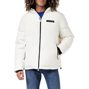 Armani Exchange Limited Edition We Beat As One Nylon Down Hooded Puffer Down Coat voor heren, Wit