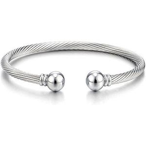 Goudkleurig, elastisch, verstelbaar, armband van roestvrij staal, voor mannen en vrouwen, armband met gedraaide kabel