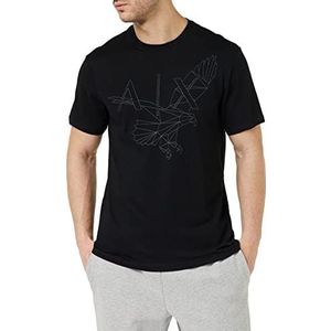 Armani Exchange T-shirt en tissu durable pour homme, logo imprimé aigle, coupe régulière, Noir, XS