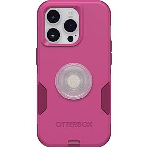OTTERBOX Commuter Series Case voor iPhone 14 Pro - (INTO The Fuchsia) PopSockets PopGrip - Transparent / Glitter / Silver