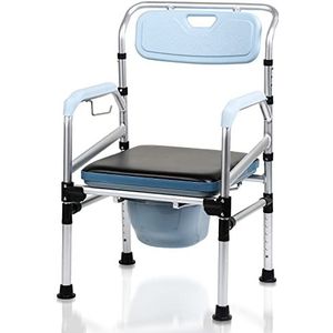 Jopassy Geboorde stoel voor senioren, in hoogte verstelbaar van 42 tot 54 cm, met gevoerde zitting en toileemmer, draagkracht 160 kg, voor ouderen en zwangere vrouwen