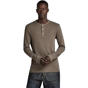 G-STAR RAW Henley Slim Tweeter T-shirt voor heren, Bruin (Turf D23458-d263-273)