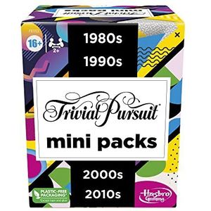 Hasbro Trivial Pursuit Mini-packs, multipack, grappige vragen voor volwassenen en jongeren vanaf 16 jaar, bevat 4 spellen van 4 decennia