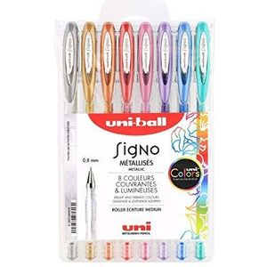 uni-ball Mitsubishi Pencil Signo Gel Ink rollerbalpen, metallic kleuren, punt 0,8 mm, medium schrijven, creatieve rollerbalpen voor kaarten en creatieve vrije tijd