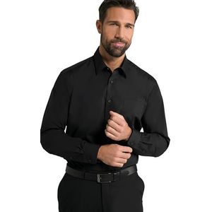 JP 1880 Heren overhemd oversized L-8XL heren strijkvrij Kent kraag lange mouwen comfortabele pasvorm tot 8XL zwart 5XT 804890100-5XT zwart, 5XL, zwart.