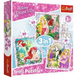 Trefl, Puzzel, Rapunzel, Aurora en Ariel, Disney-prinses, 20 tot 50 stukjes, 3 sets, voor kinderen vanaf 3 jaar