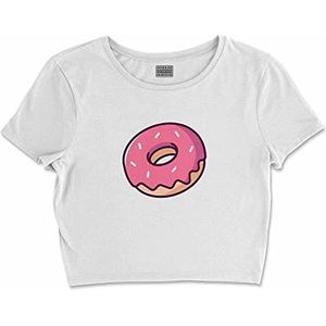 Bona Basics, Digitale print, basic T-shirt voor dames, 100% katoen, wit, casual, damestops, maat: M, wit, M korte taille, Wit.