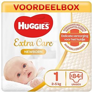 Huggies Newborn 84 luiers maat 1 2-5 kg voor pasgeborenen met vochtigheidsindicator maandbox bulkpakket