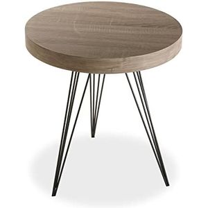 Versa Fontana Bijzettafel voor woonkamer, slaapkamer of keuken. Moderne bijzettafel, afmetingen (H x B x L) 55 x 50 x 50 cm, hout en metaal, kleur: bruin en zwart