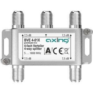 Axing BVE 4-01X splitter 4-weg 7,5 dB 5-1800 MHz TV Data Internet Kabel-tv