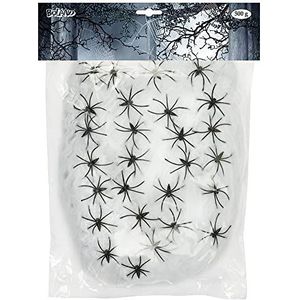 Decoratie, spinnenweb, wit, met spinnen, 500 g, Halloween