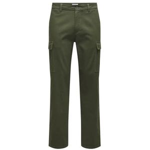 Only & Sons Onsnicky Cargo Straight 0241 Pant Noos cargobroek voor heren, Olijfgroen