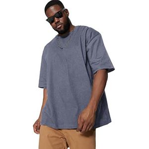 Trendyol T-shirt basique surdimensionné à col rond en tricot grande taille pour homme, Anthracite, 4XL grande taille