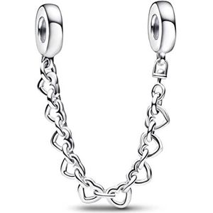 Pandora Comfortabele sterling zilveren ketting met verbonden hartjes, compatibel met Pandora Moments, One Size, zilver, geen edelsteen, Zilver, Geen edelsteen