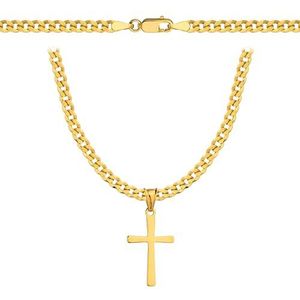 Amor Luxury Gouden ketting voor heren 585, ketting voor heren 925/585 - Byzantijnse ketting - kruisketting - cadeau voor vriend, verjaardagscadeau - halsketting voor mannen - gouden ketting -