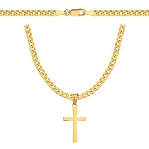 Amor Luxury Herenhalsketting goud 585 925/585 - Byzantijnse ketting - herenhalsketting - gouden herenhalsketting - kruisketting - herensieraden, Sterling Zilver