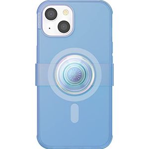 PopSockets: PopCase PlantCore voor MagSafe, plantaardige beschermhoes voor iPhone 14 Plus, met houder en handgreep PopGrip Slide, herpositioneerbaar met verwisselbare top, blauw opalescent