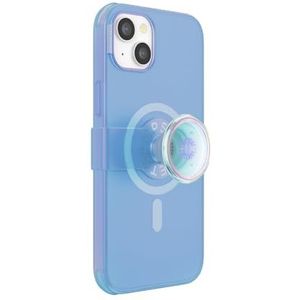 PopSockets: PopCase PlantCore voor MagSafe, plantaardige beschermhoes voor iPhone 14 Plus met houder en handgreep, PopGrip Slide, herpositioneerbaar, met verwisselbare top, blauw opaalachtig