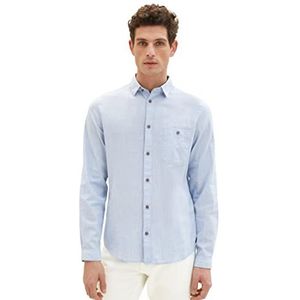 TOM TAILOR 1038456 Slim Fit overhemd met borstzak voor heren (1 stuk), 29053 - Lichtblauw Pinstripe
