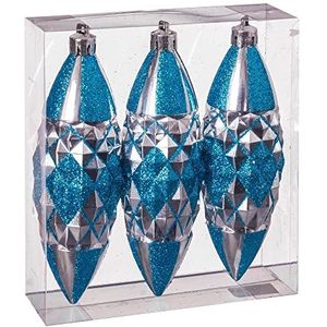 Santiago y Cia 3 stuks karamban-decoratie, tranen in blauw en zilver met puriin, afmetingen doos: 12 x 10 x 3 cm, meerkleurig, niet van toepassing