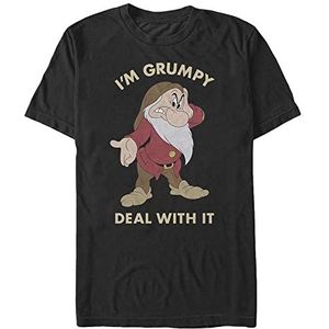 Disney Snow White Grumpy Deal Organic T-shirt, korte mouwen, voor volwassenen, zwart, L, zwart.
