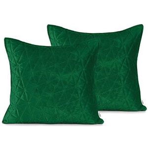 AmeliaHome Set van 2 kussenslopen, 45x45 cm, groen, aan beide zijden gewatteerd, velours Laila