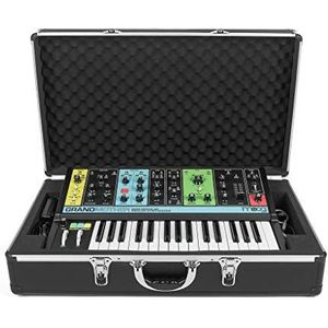 Analog Cases UNISON tas voor Moog Grandmother of vergelijkbare synthesizer (draagkoffer, hoekbescherming, aluminium, gewatteerd deksel met greep) zwart