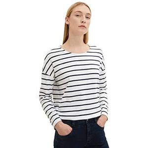 TOM TAILOR Dames shirt met lange mouwen 31536 - Offwhite Navy Stripe, 3XL, 31536 - off-white navy streep