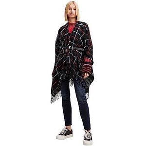 Desigual PICTURAES Paris Poncho voor dames, zwart, één maat, zwart, één maat, zwart.