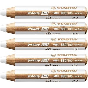 STABILO kleurpotloden woody 3in1, 5 stuks, kleur: titanium wit