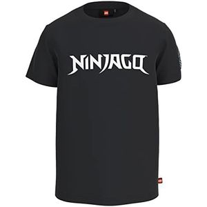 Lego Ninjago T-shirt voor jongens met Ninja badge Lwtaylor 106, Zwart (995)