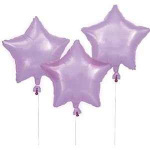 Unique - Luchtballonnen, sterren, paars, transparant, met naden, 43 cm - 3 stuks (1 stuk), 26360, transparant violet
