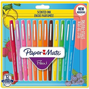 Paper Mate Flair Geurende Vilten Tip Pennen | Geassorteerde Zondag Brunch Geuren en Kleuren | Medium Point (0,7mm) | 12 Count
