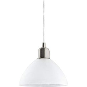 EGLO Hanglamp Brenda, 1 lichtpunt, materiaal: staal, kleur: nikkel mat, glas: albast wit, fitting: E27, Ø: 19,5 cm